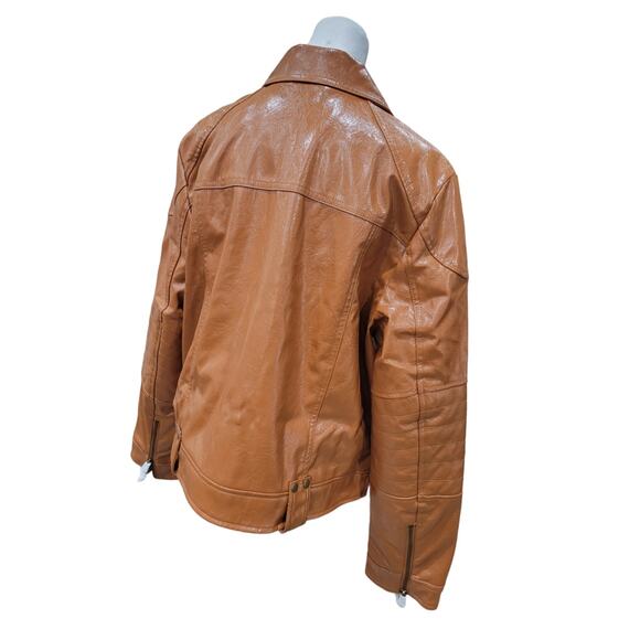 Free People Josie Jacket Large Women's Brown Vegan Leather Moto NEW - Picture 10 of 13